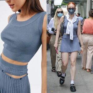 AYA MUSE Onyx Cropped Stretch Woven Knit Tank Top